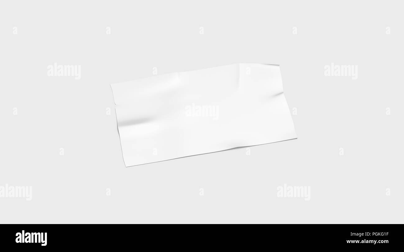 Leeres weißes Klebeband Stück aufgeklebt, Mock up, isoliert, 3-d-rendeing. Leere Teil von Scotch roll Mockup, Seitenansicht. Kleben klar ashesive klebrige taping Stockfoto