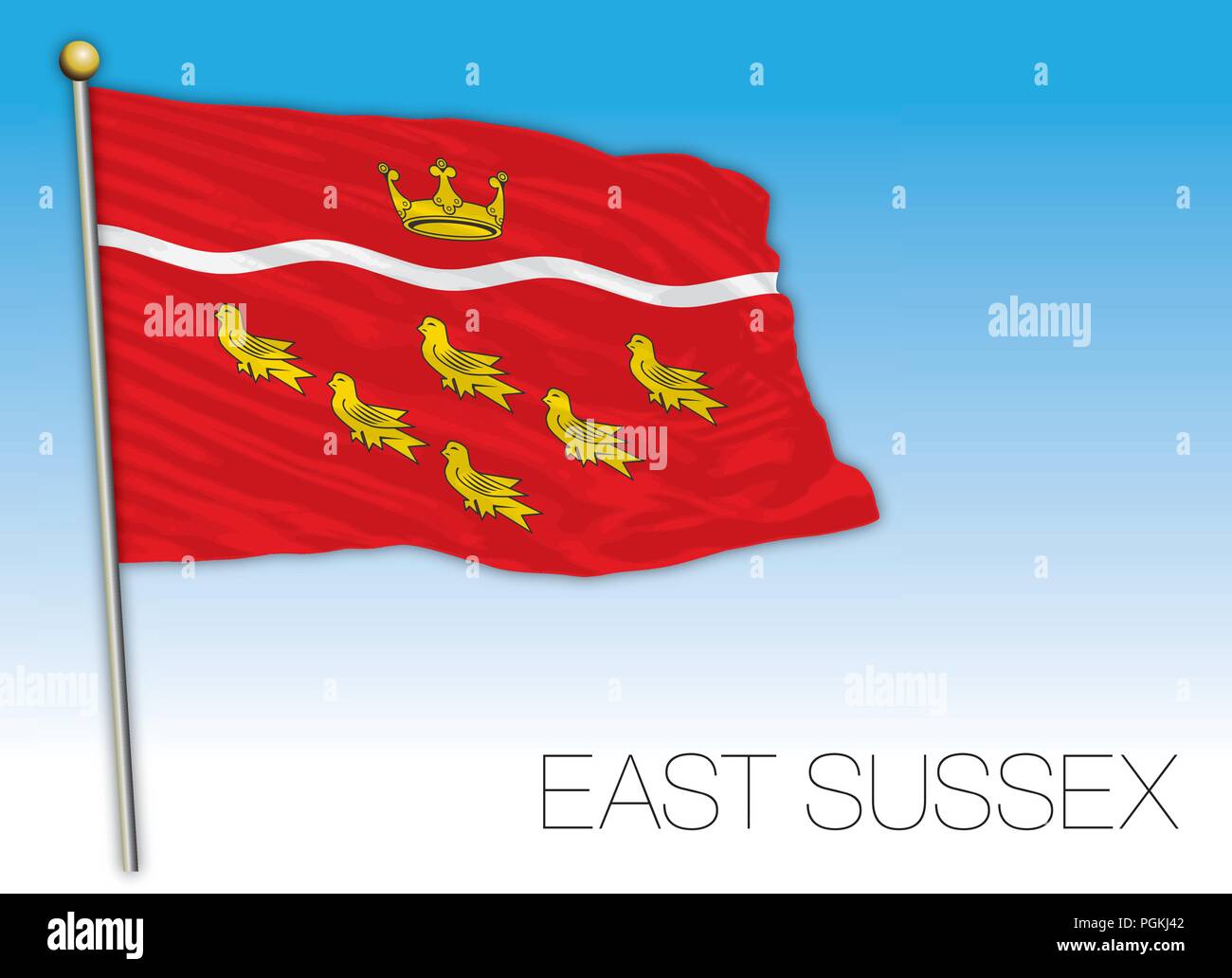 Flagge von East Sussex, Großbritannien, Vektor, Abbildung Stock Vektor