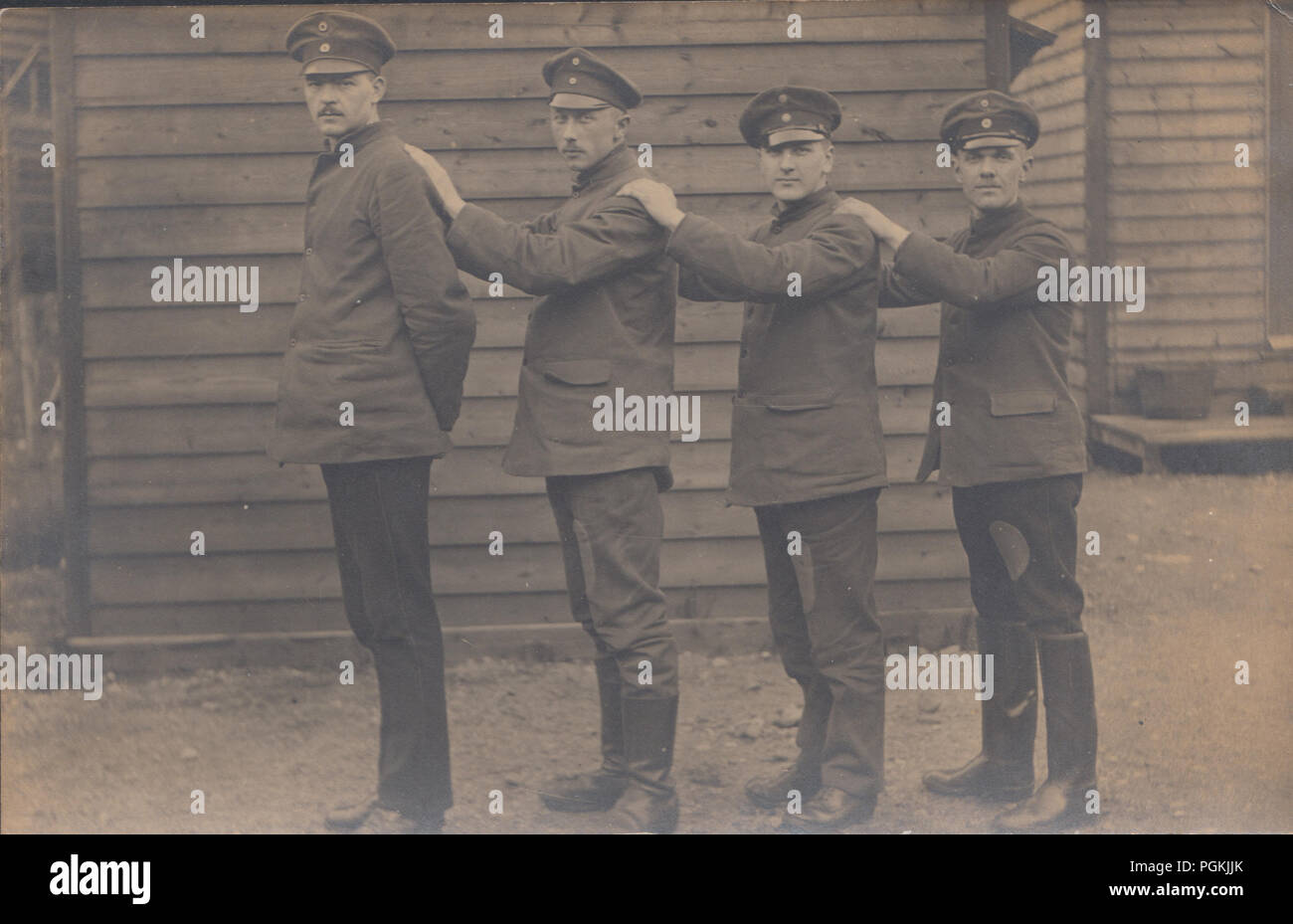 Jahrgang Foto: WW1 deutsche Kriegsgefangene in Kinlochleven Militärlager Stockfoto