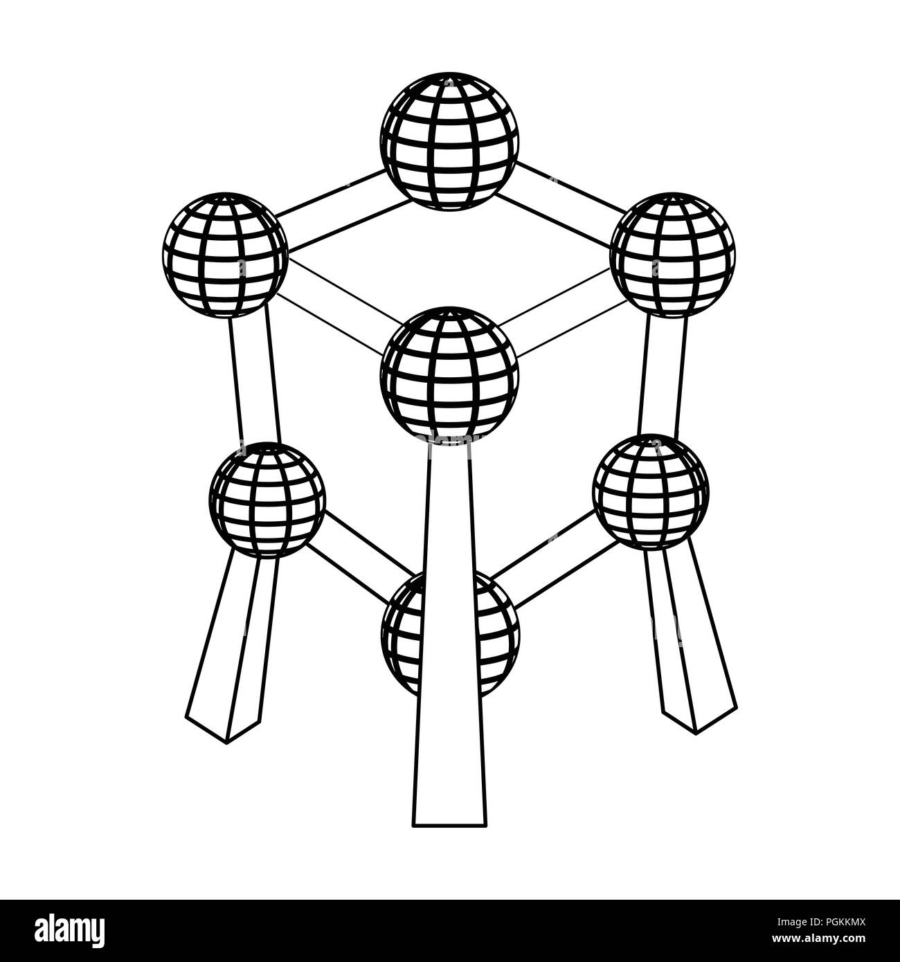 Denkmal für die Atom in Belgien. Die dunklen Belgischen Wolf. Belgien einzelnen Symbol in der gliederungsansicht Stil vektor Symbol lieferbar web Abbildung. Stock Vektor