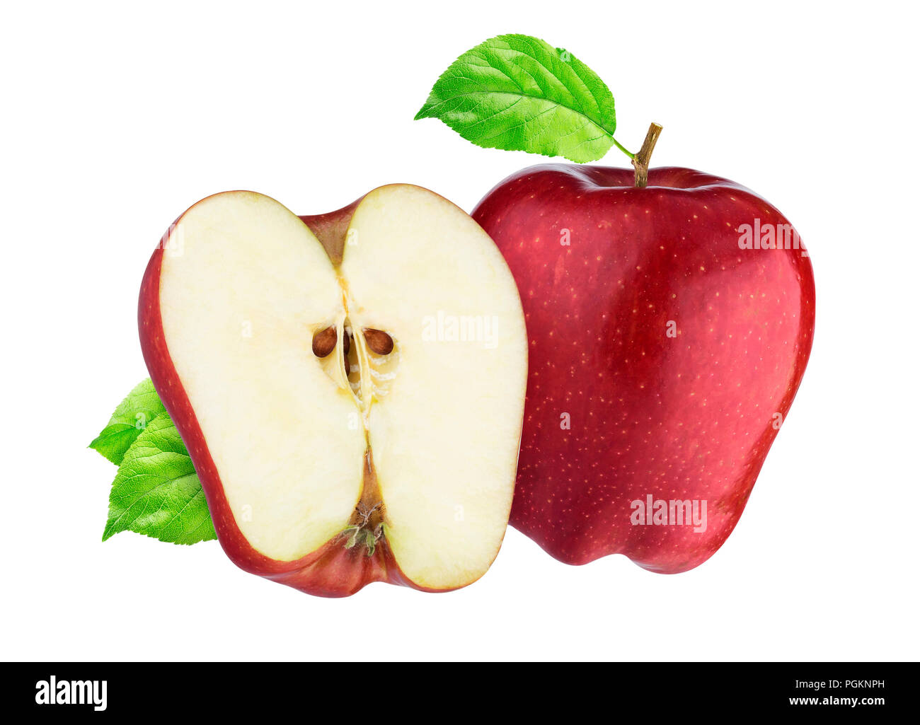 Roter Apfel, isoliert auf weißem Hintergrund mit Beschneidungspfad Stockfoto