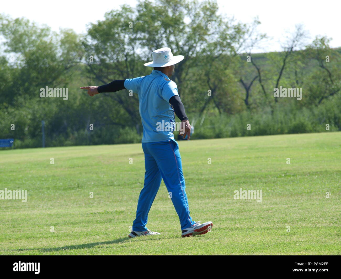 Kricket in Irving Bald Spielen unter den Lichtern Stockfoto