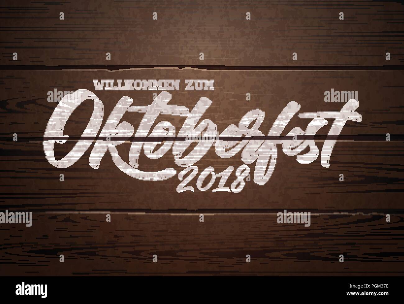 Oktoberfest Abbildung Mit Handschriftlichen Schriftzug Auf Vintage Holz Hintergrund Oktoberfest Typografie Vektor Design Fur Grusskarten Banner Flyer Einladung Oder Werbe Poster Feier Vorlage Fur Traditionelle Deutsche Bier Festival Stock