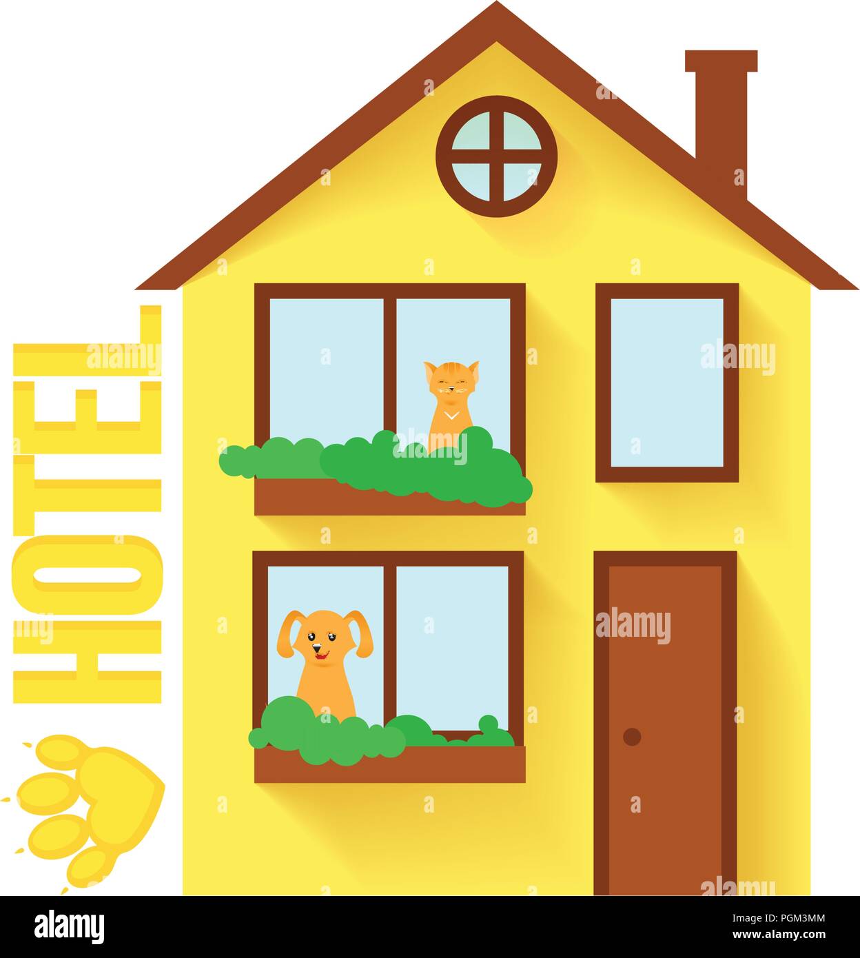 Hotel für Haustiere mit Hund, Katze Stock-Vektorgrafik - Alamy
