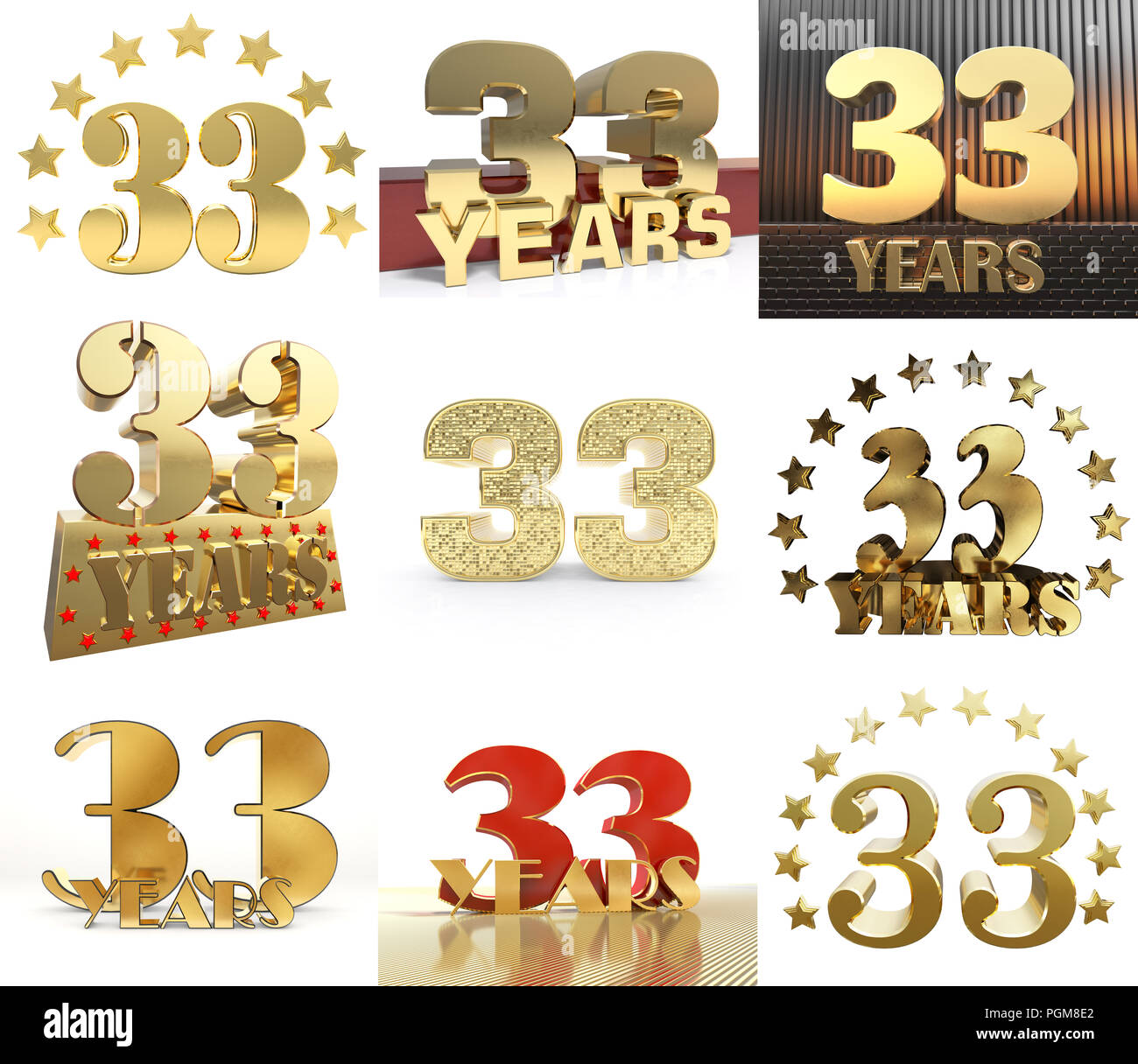 Satz Von Nummer 30 Drei Jahre 33 Jahre Fest Jahrestag Goldene Vorlage Anzahl Elemente Fur Ihre Geburtstagsfeier 3d Darstellung Stockfotografie Alamy