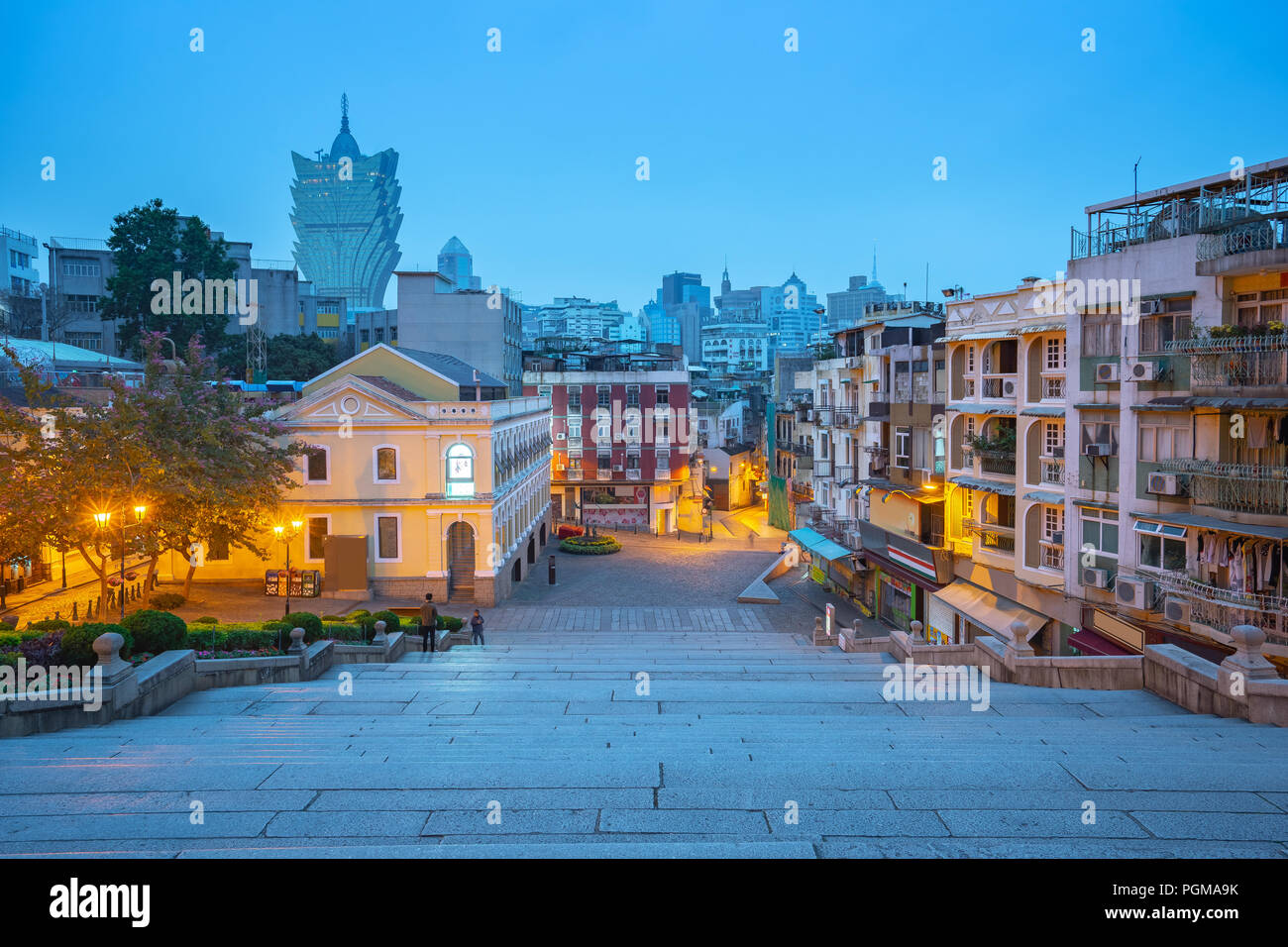 Macau Stadtbild Skyline bei Nacht in Macau, China. Stockfoto