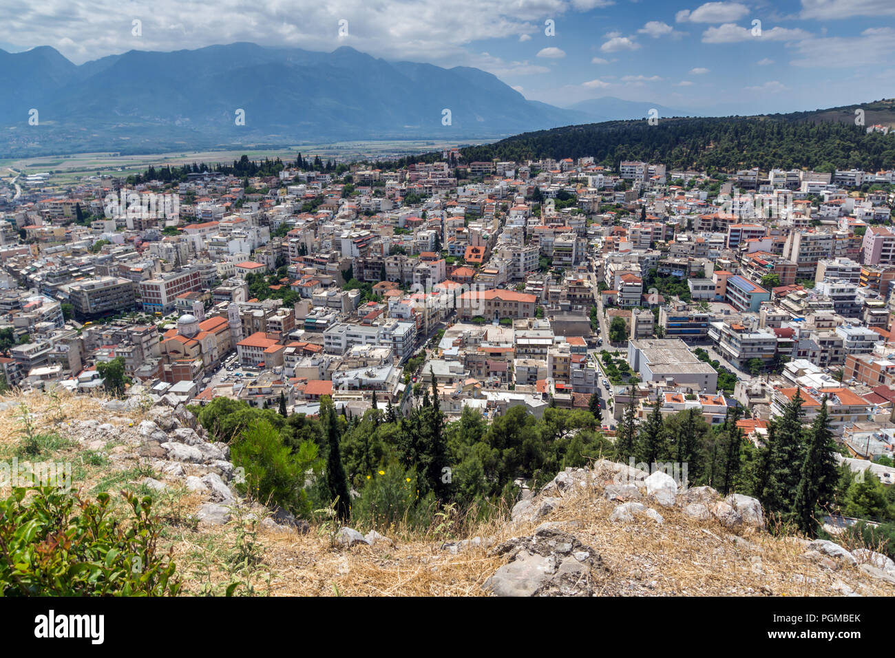 Panoramablick über Lamia Stadt, Zentral Griechenland Stockfoto