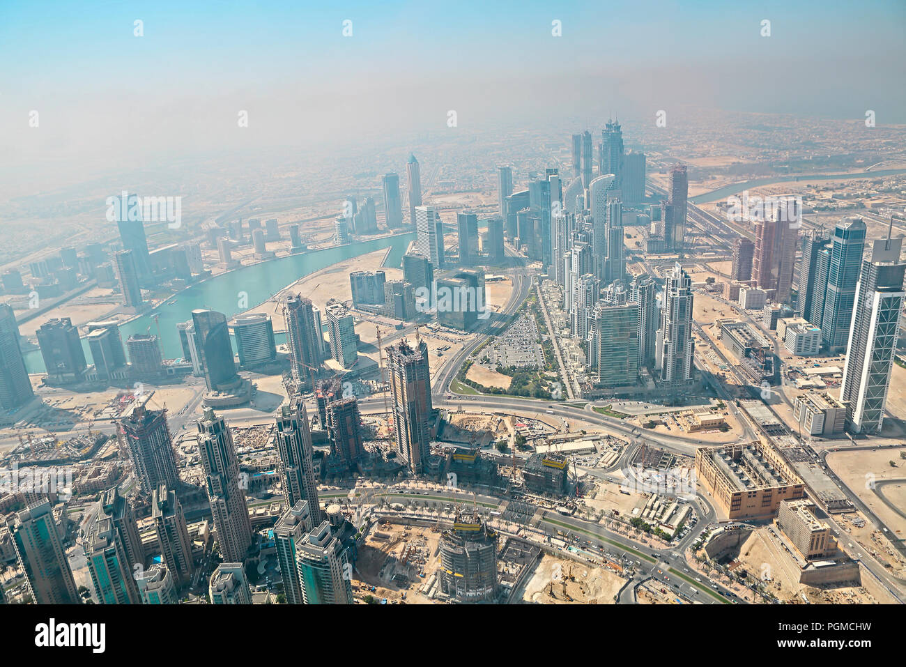 Dubai, VAE. Luftbild von der Höhe des Burj Dubai Stockfoto