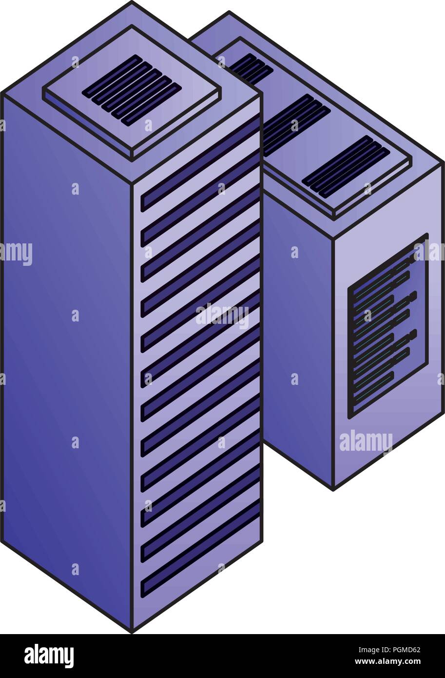 Dataserver center Tower CPU-Computer Netzwerk Daten Stock Vektor