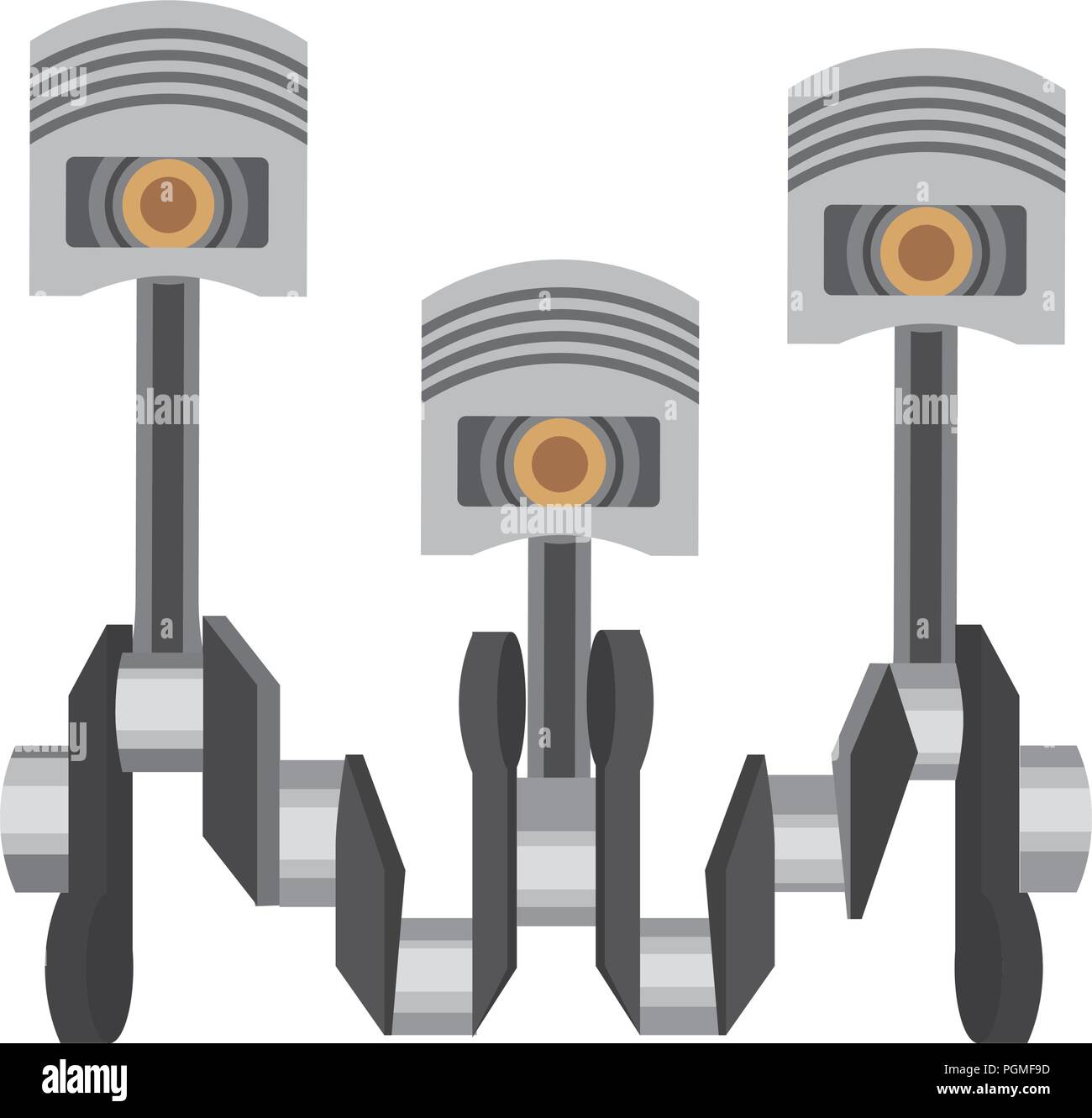Satz Kolben Motor Stücke Stock Vektor