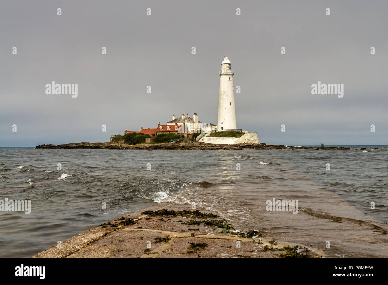 St Mary's Leuchtturm und Insel, Whitley Bay, Tyne und Wear Stockfoto