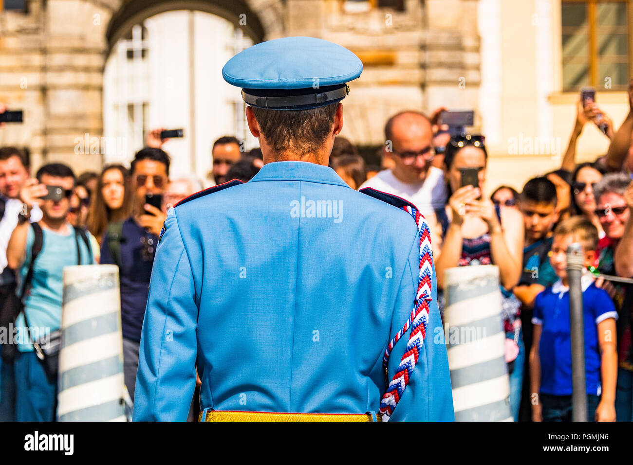 Die Prager Burg Wachwechsel Zeremonie, Tschechische Republik Stockfoto