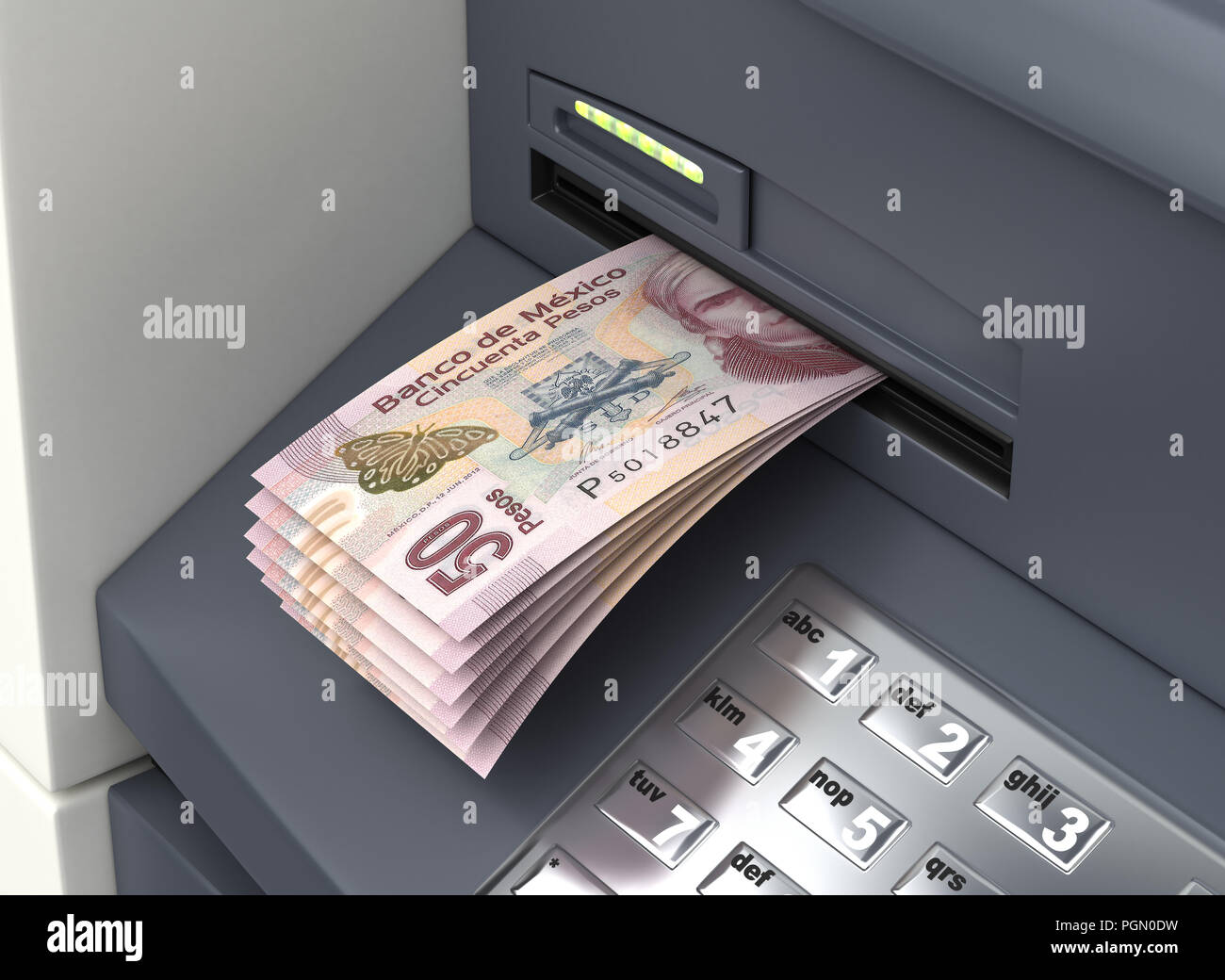 Rücktritt mexikanische Pesos aus der ATM Stockfoto