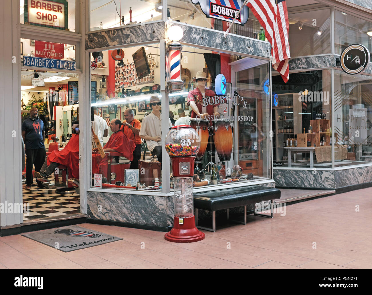 Ein traditionelles Barbershop in Cleveland, Ohio, USA. Stockfoto