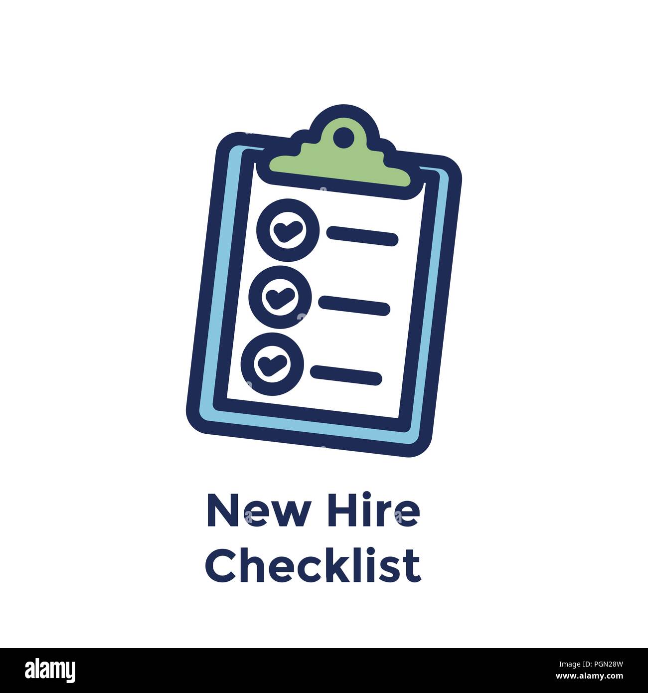 Neue Miete oder neue Mitarbeiter Symbol Fokussierung - Checkliste für neue Mitarbeiter Stock Vektor