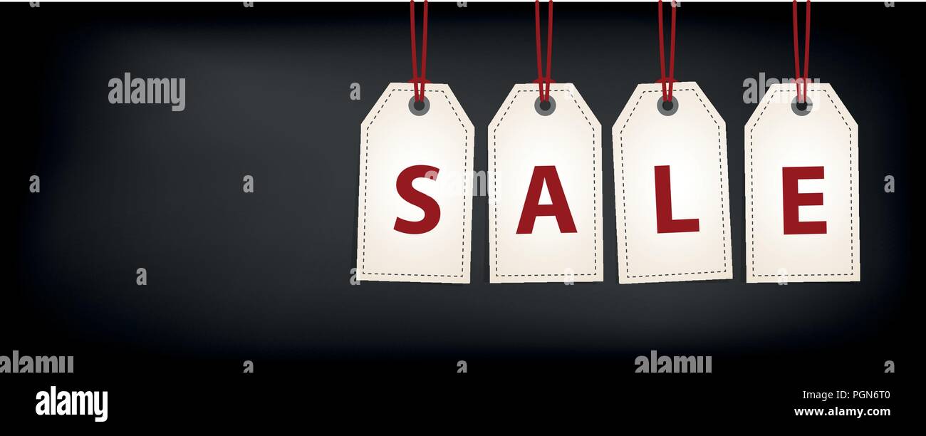 Der weiße Etiketten für den Verkauf auf schwarzen Hintergrund Vektor-illustration EPS 10. Stock Vektor
