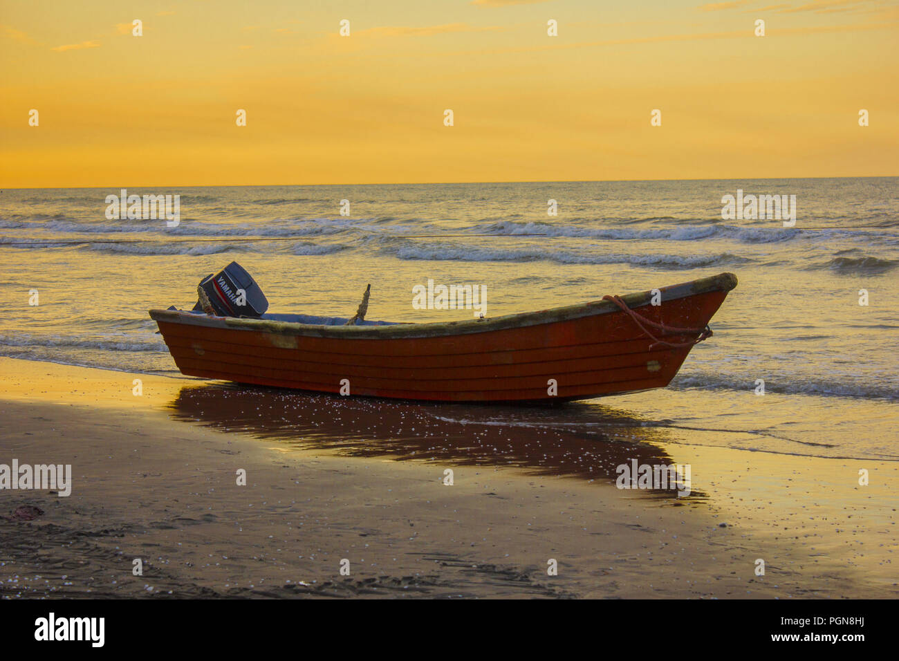 Boot am Strand Stockfoto