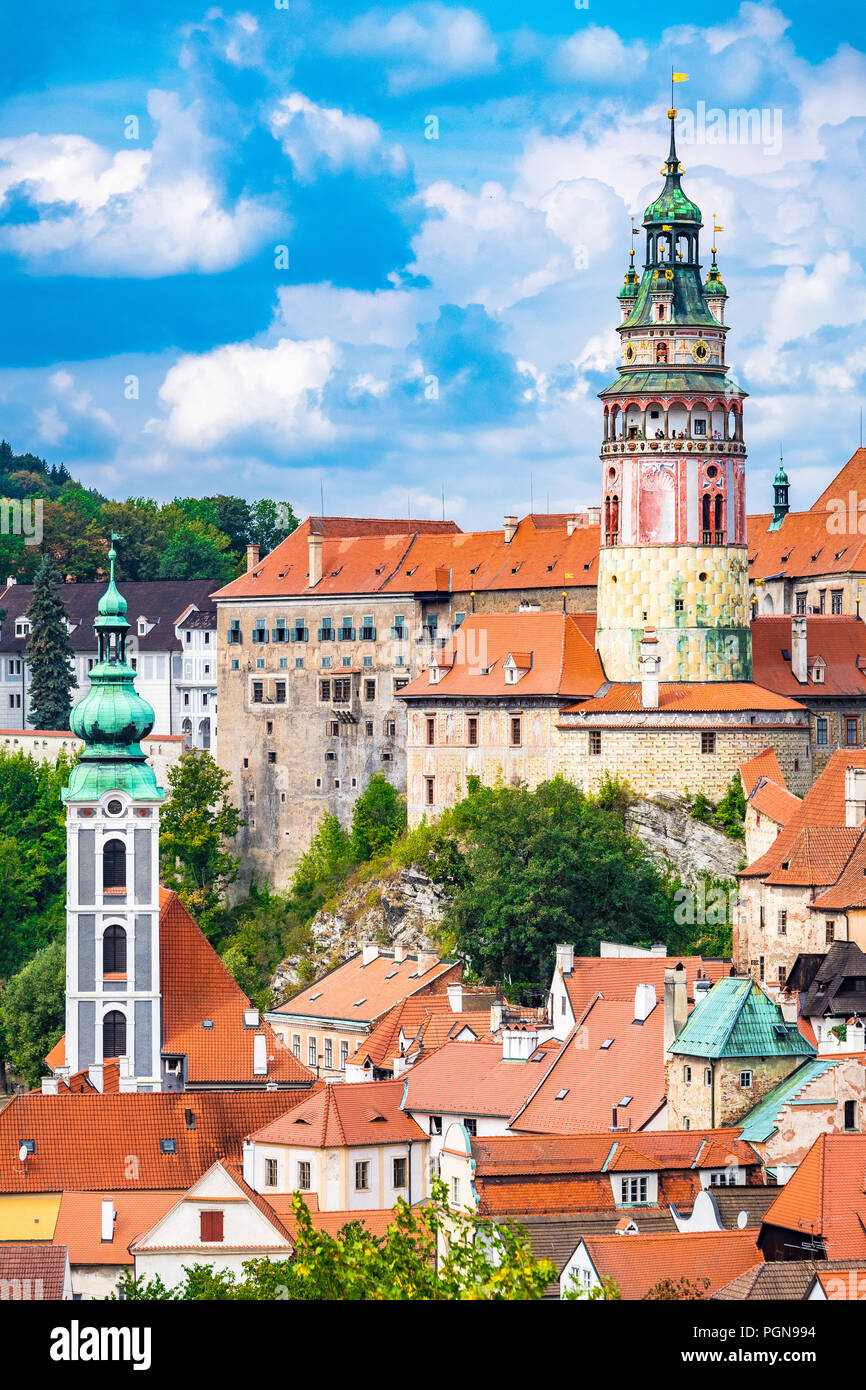 Schloss Nr. 59, auch bekannt als die Burg Turm ist Teil des Schlosses Český Krumlov komplex. Der Tschechischen Republik. Stockfoto