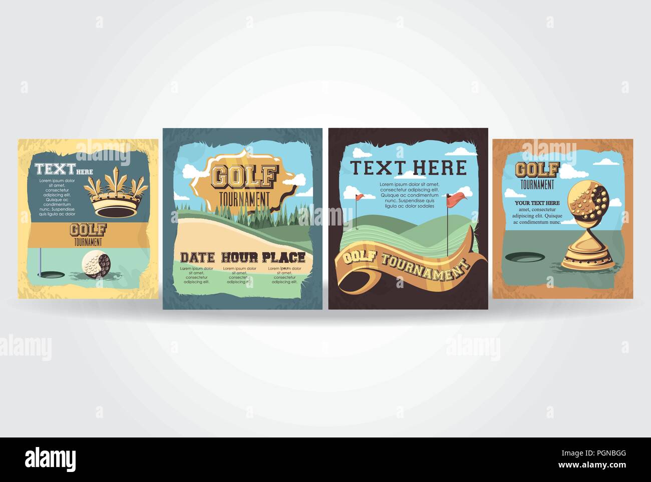 Golf Flüche Szenen Symbole Vector Illustration Design Stock Vektor