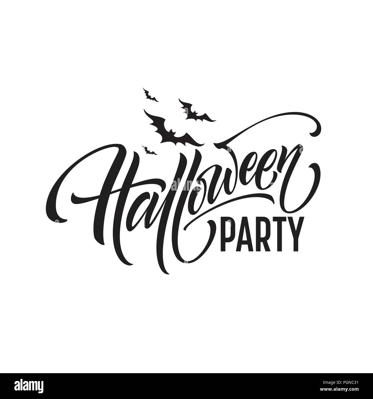 Halloween Party Schriftzug für Einladung, Postkarten, Poster. Vector Illustration Stock Vektor