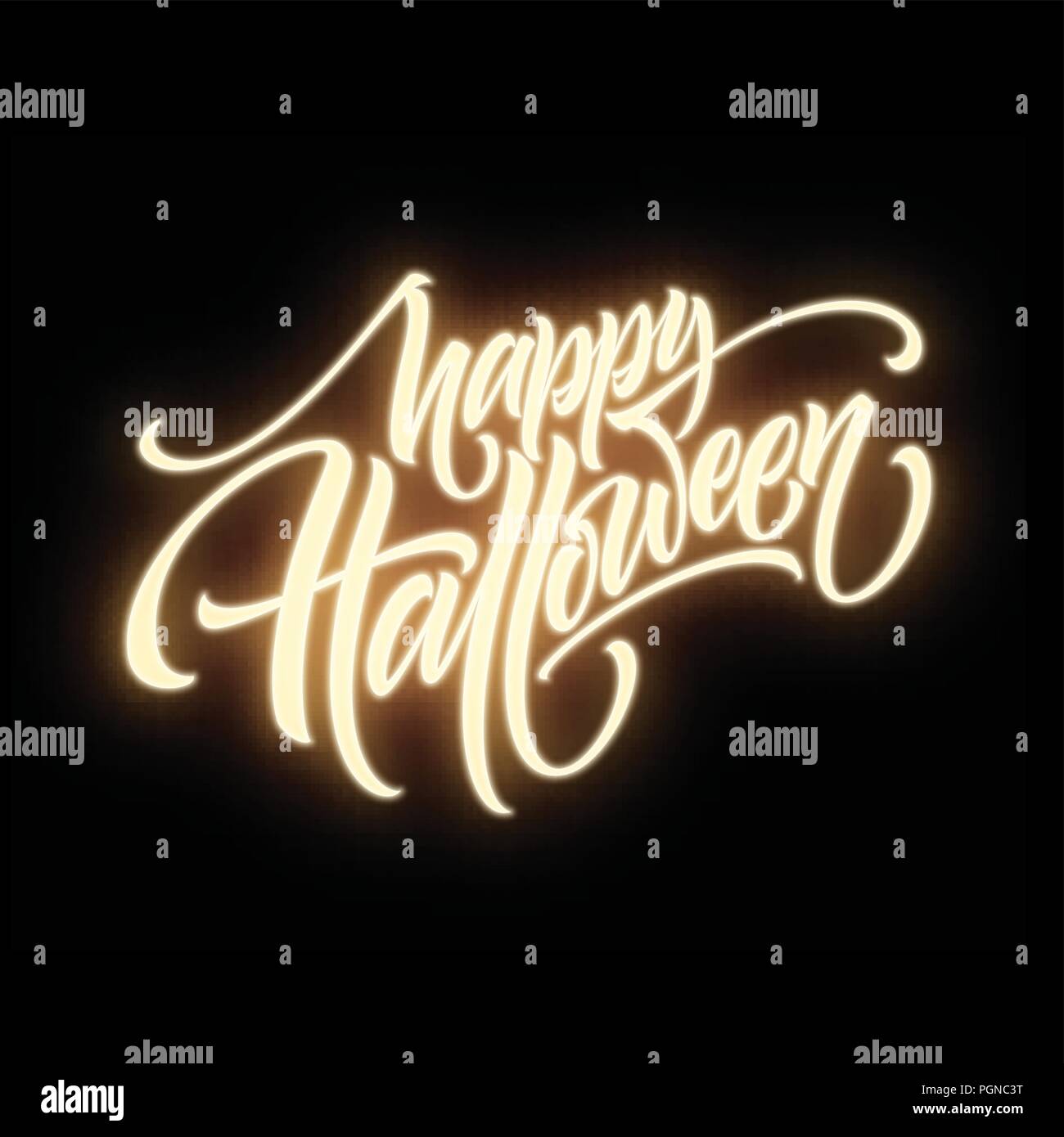 Leuchten im dunkeln Hintergrund Happy Halloween-Schriftzug. Vector Illustration Stock Vektor