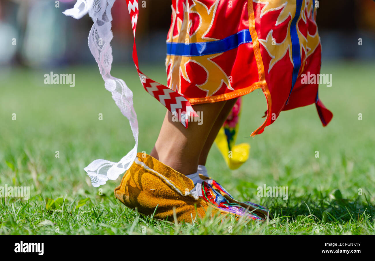 Alle waren auf der 32. jährlichen Rama Powwow Willkommen auf August 24-26, 2018 am John Schlange Memorial Multipurpose Gelände in Rama, Ontario, Kanada. Stockfoto