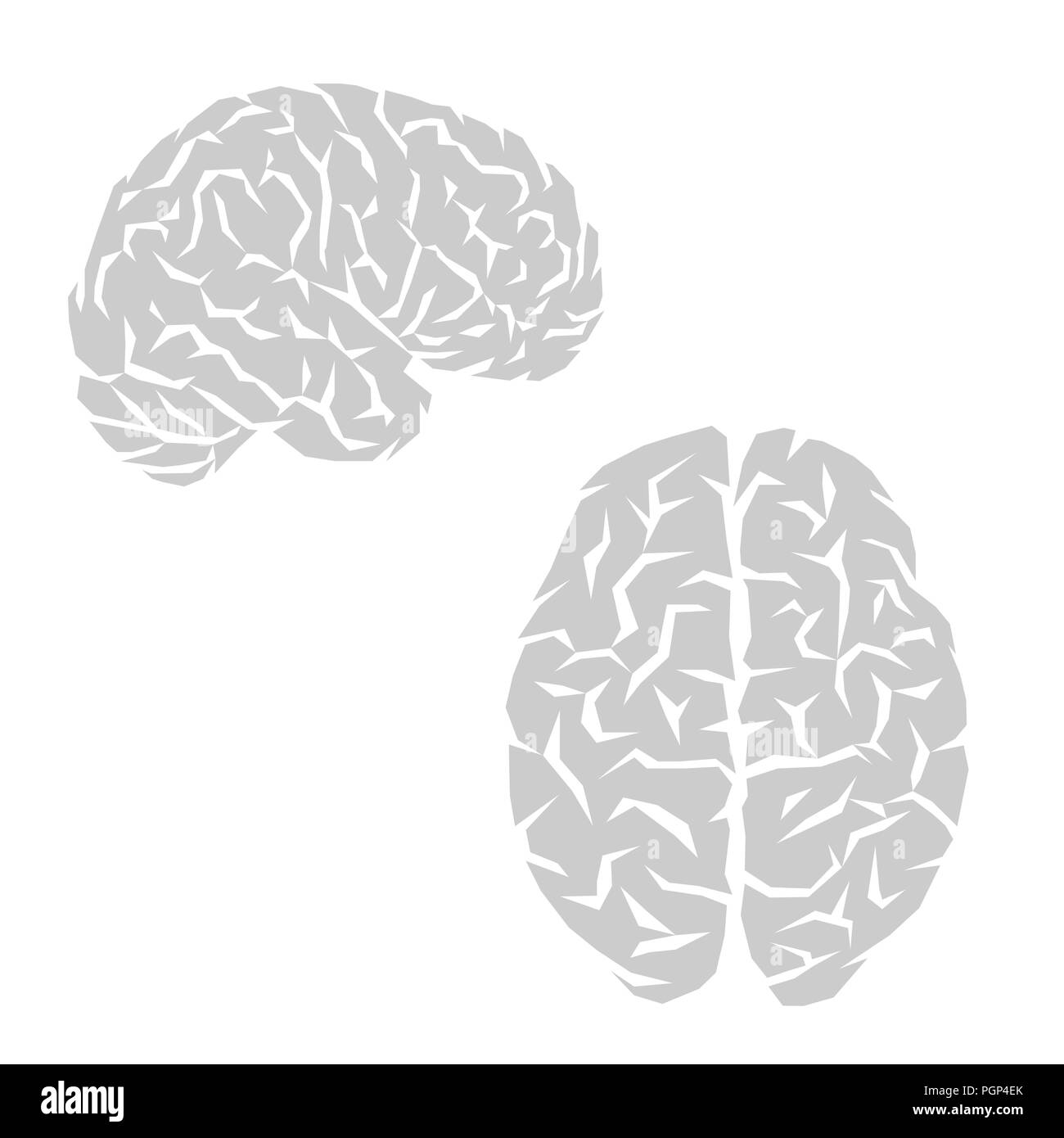 Abstrakte grau menschliche Gehirn Silhouetten auf weißem Hintergrund Stock Vektor