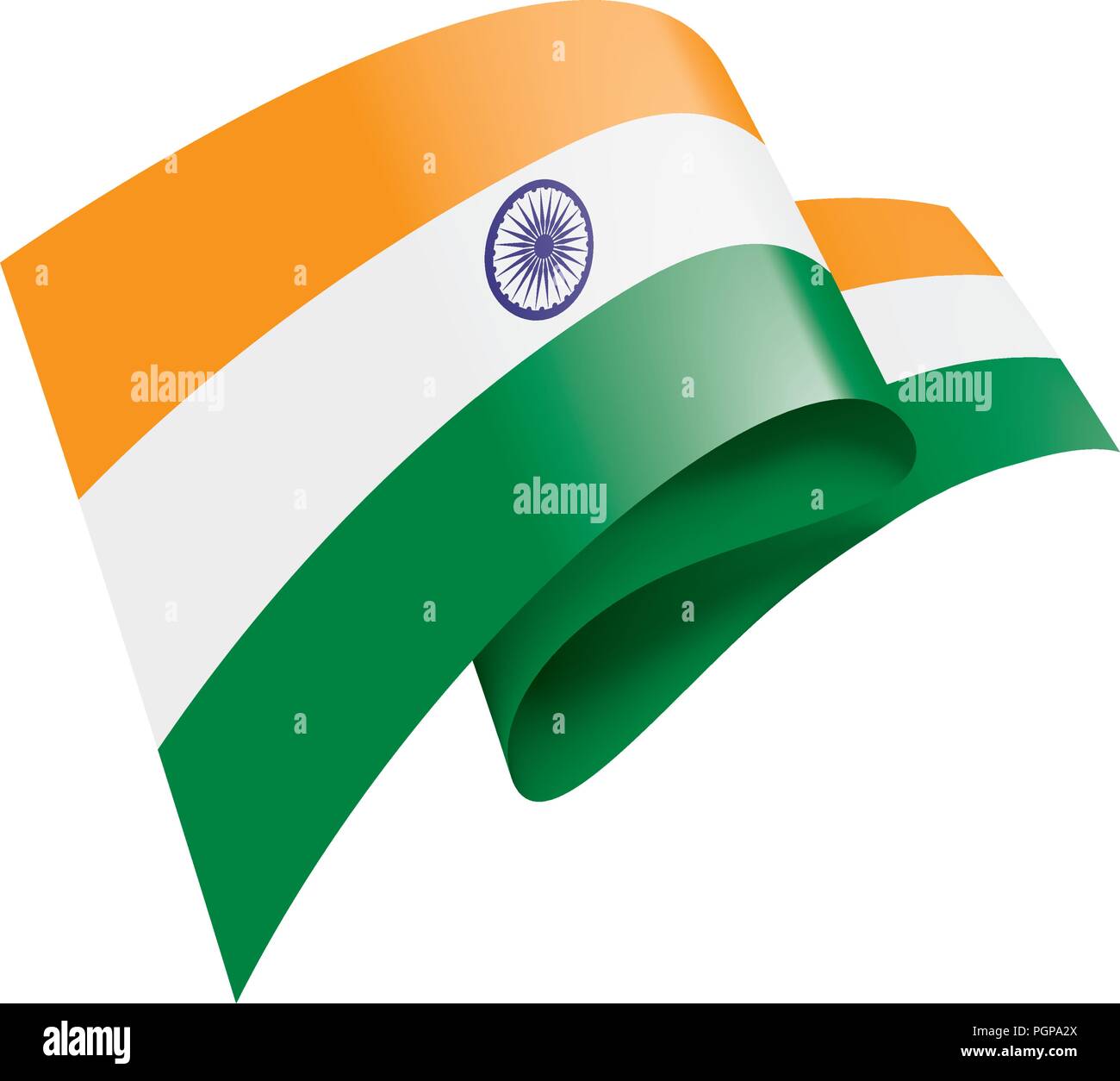 Indien Fahne, Vector Illustration auf weißem Hintergrund Stock Vektor