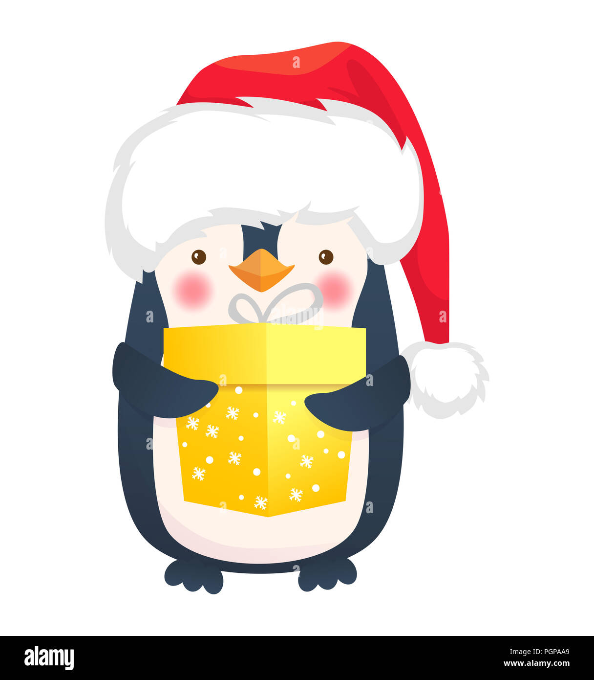 Süße Pinguin mit Geschenk. Penguin Cartoon Illustration Stockfotografie -  Alamy
