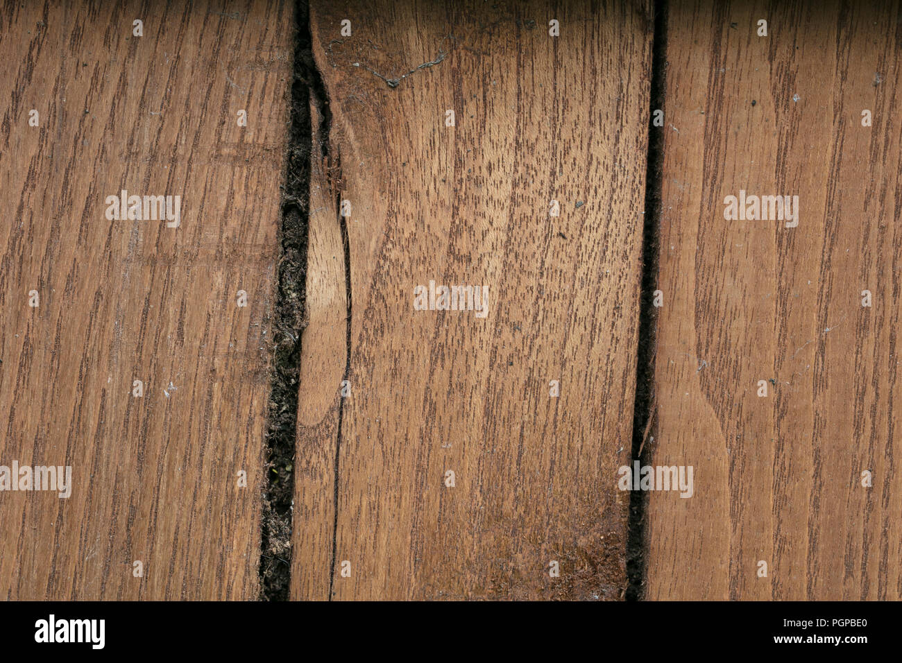 Holzbretter in der Zeile Stockfoto