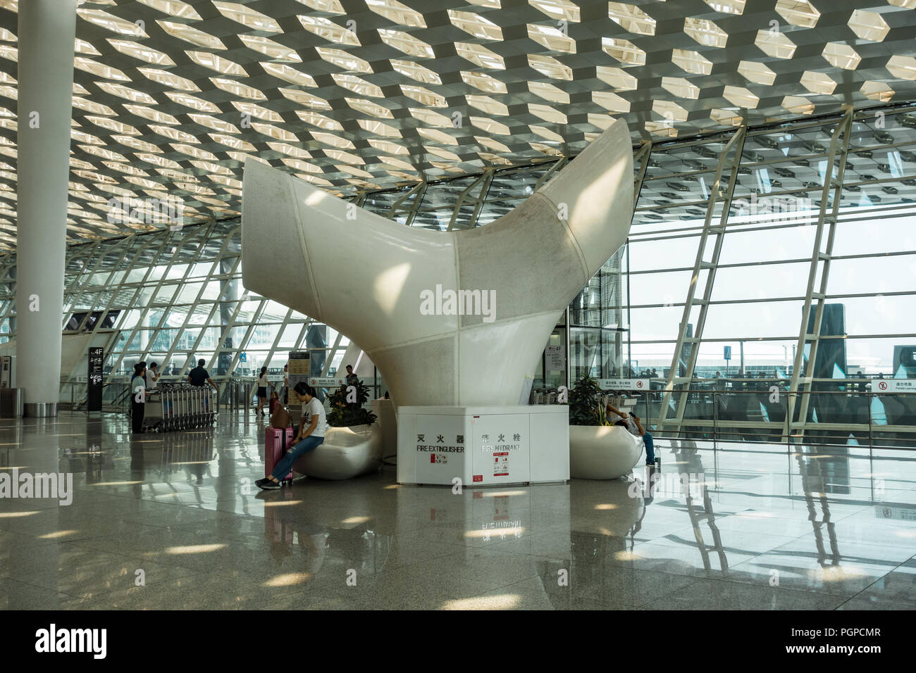 Lüftung Struktur und innere des Internationalen Flughafen Shenzhen, Shenzhen China Stockfoto