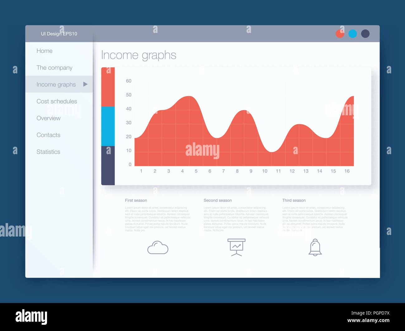 Dashboard Infografik Vorlage mit moderner UI-Design Stock Vektor