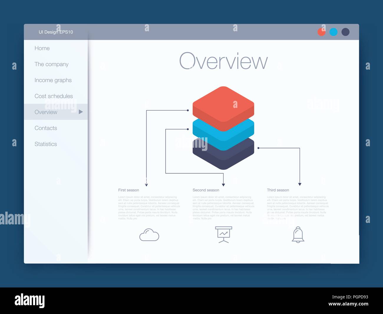 Dashboard Infografik Vorlage mit moderner UI-Design Stock Vektor