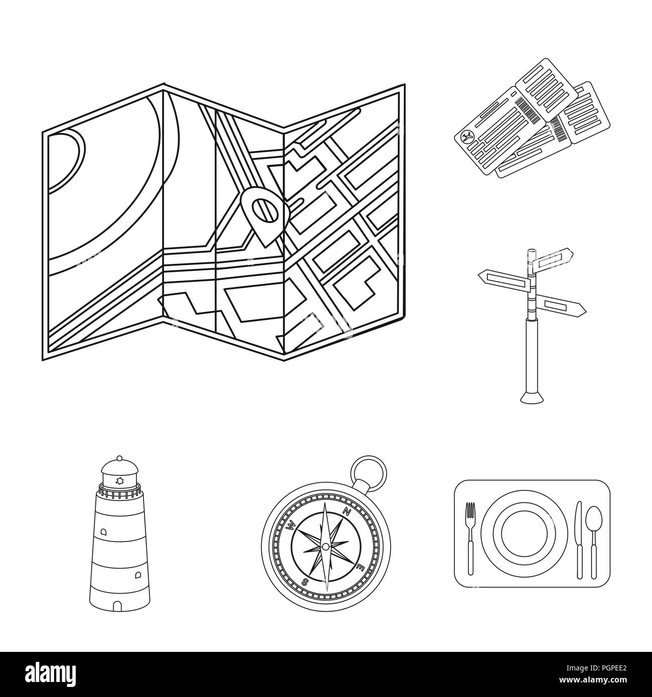 Ruhe und Übersicht der Symbole in der Gruppe reisen für Design. Verkehr, Tourismus vektor Symbol lieferbar Abbildung. Stock Vektor Ruhe und Übersicht der Symbole in der Gruppe reisen für Design. Verkehr, Tourismus vektor Symbol lieferbar Abbildung. Stock Vektor