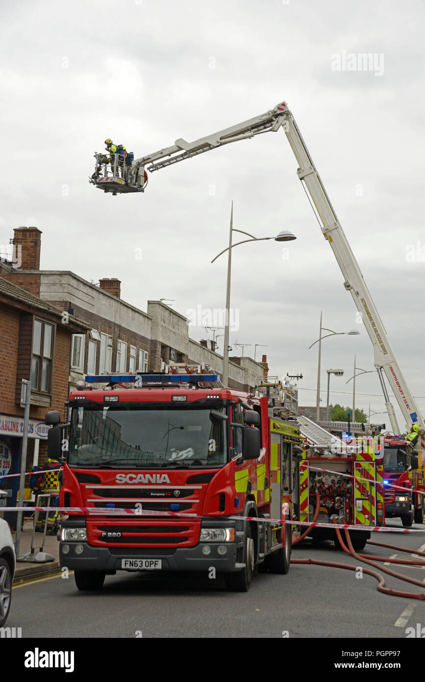 Haus Feuer, Beeston, Nottingham, England. Stockfoto