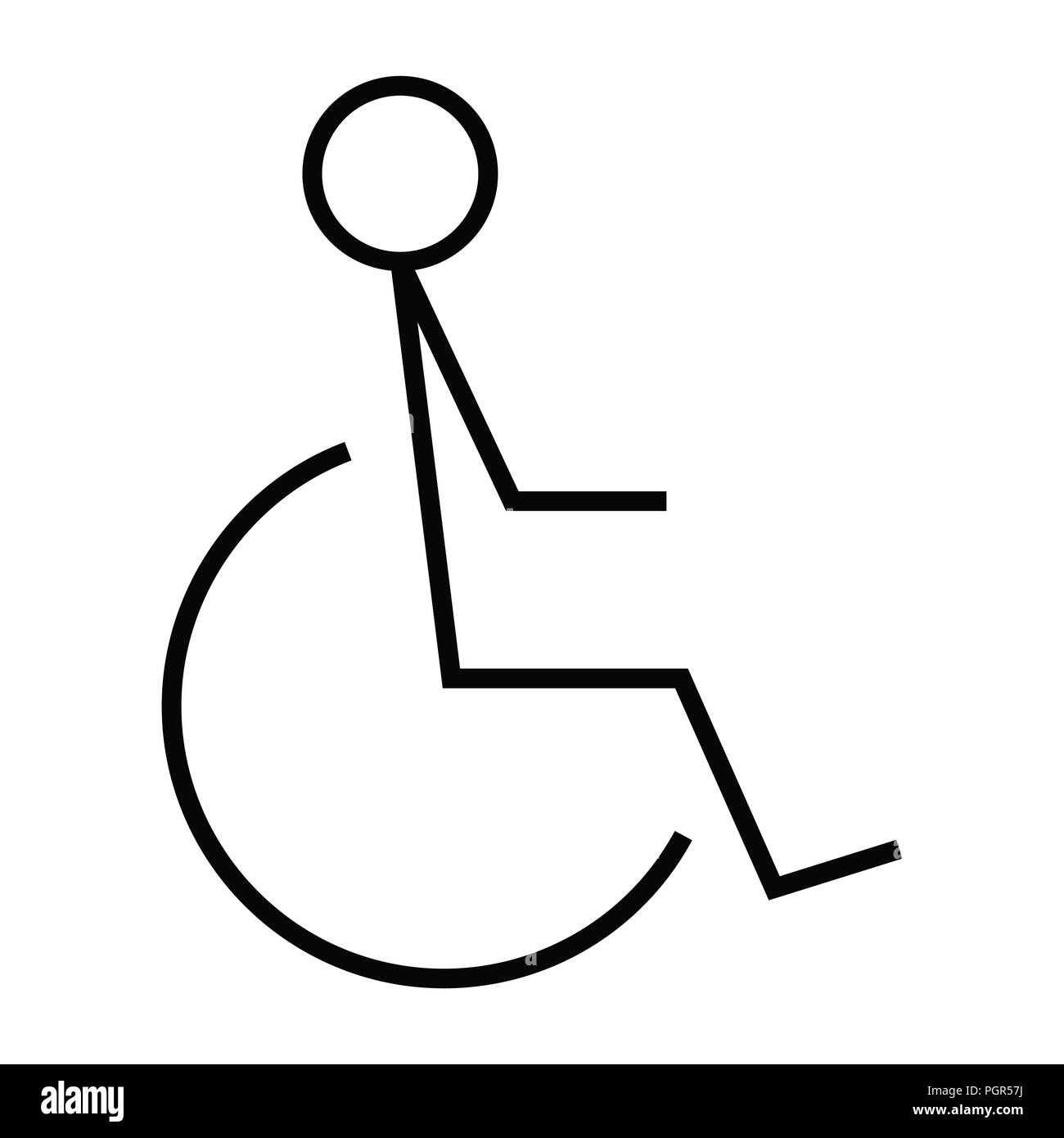 Rollstuhl behinderte Menschen Symbol mit Outline und Linienstil Vector Illustration Stockfoto