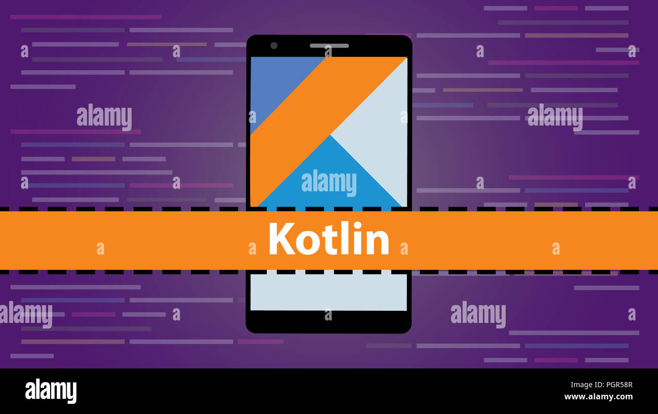 Kotlin mobile Application Programming Language coding Software Technology Vector Illustration Stockfoto