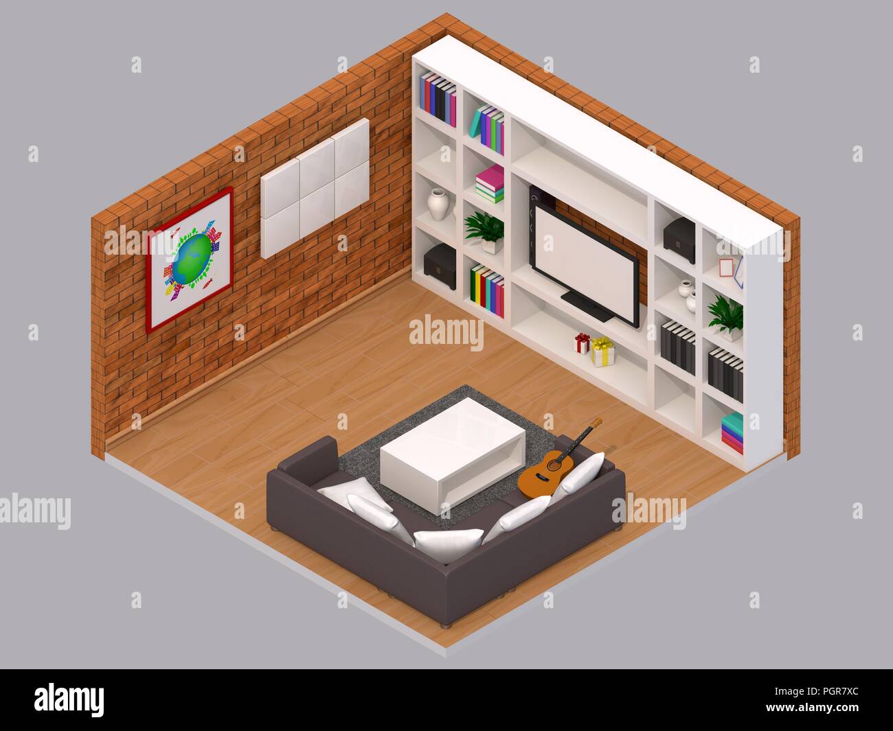 3D-rendering Zimmer Stockfoto