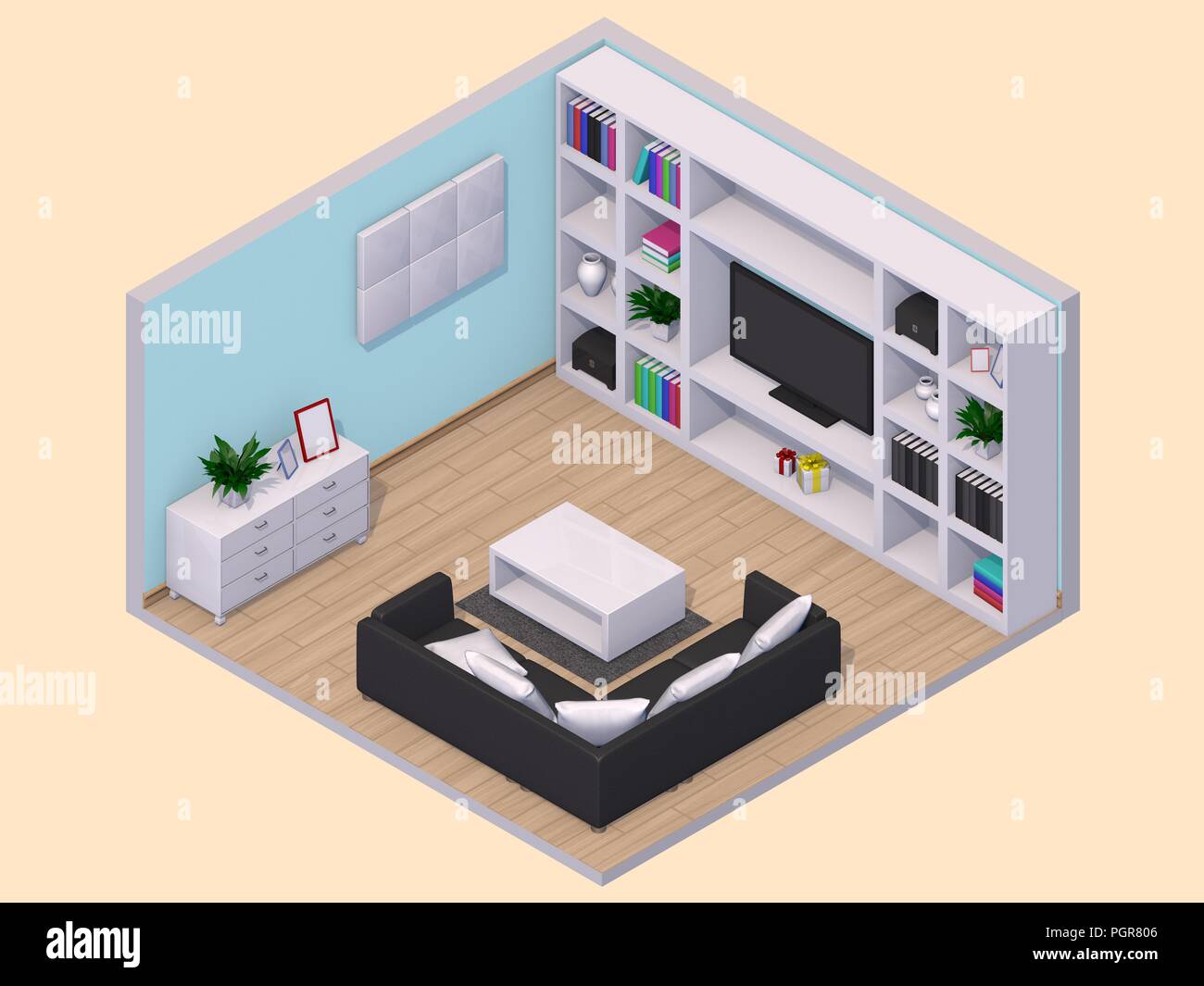 3D-rendering Zimmer Stockfoto