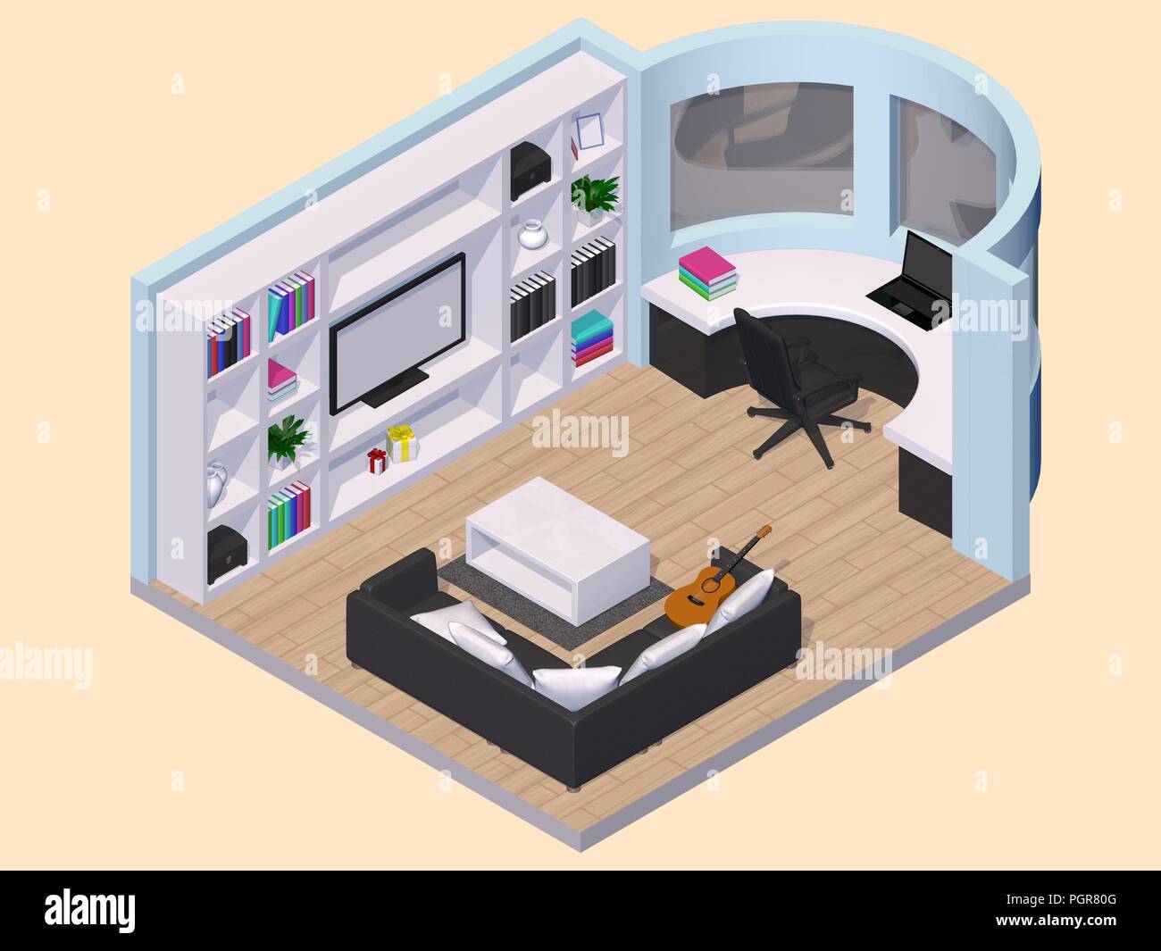 3D-rendering Zimmer Stockfoto