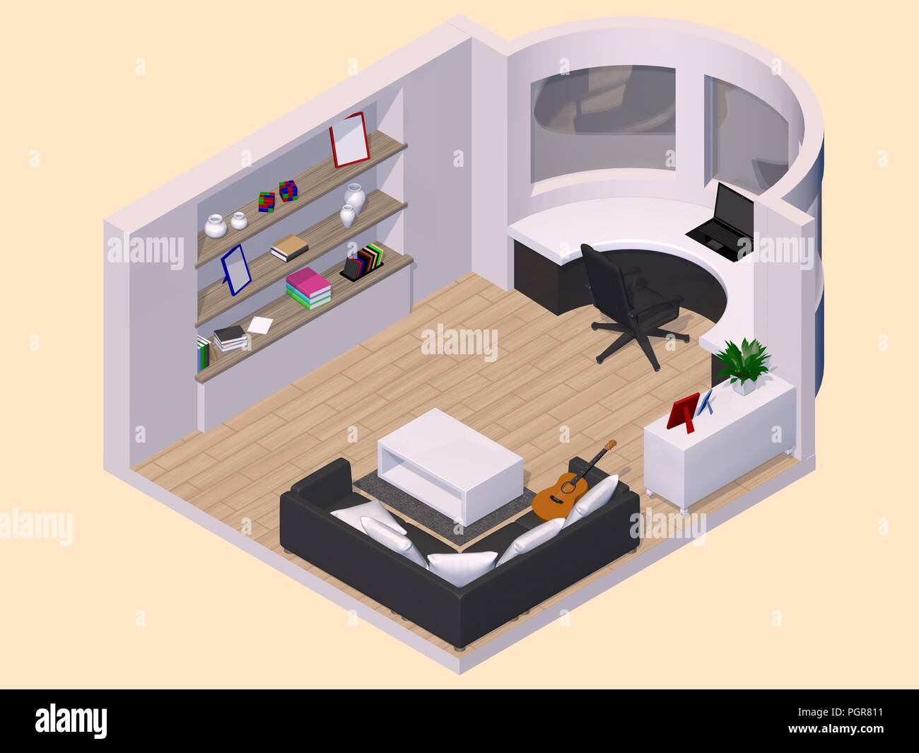 3D-rendering Zimmer Stockfoto