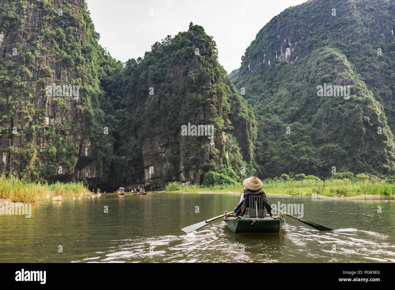 Bootsfahrt von Vung Straßenbahn Pier. Traditionelle Paddle - Bootsfahrt können die Touristen wirklich die Schönheit der Natur entlang der Ngo Dong Fluss zu schätzen wissen. Stockfoto