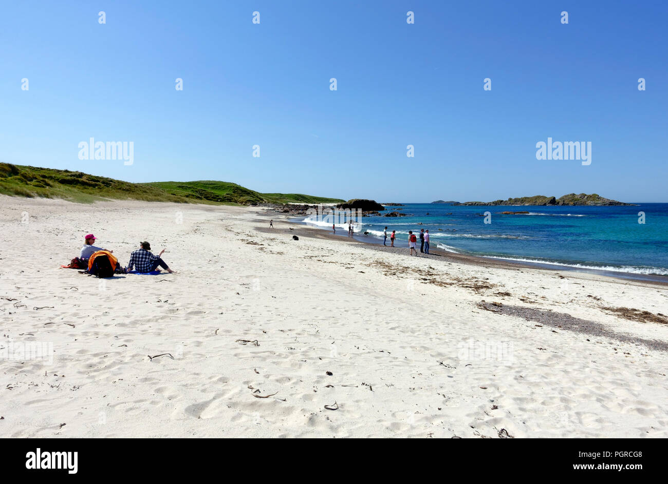 Schönen Sandstrand North Beach, Traigh verbieten, auf der Insel Iona, Innere Hebriden, Schottland Stockfoto