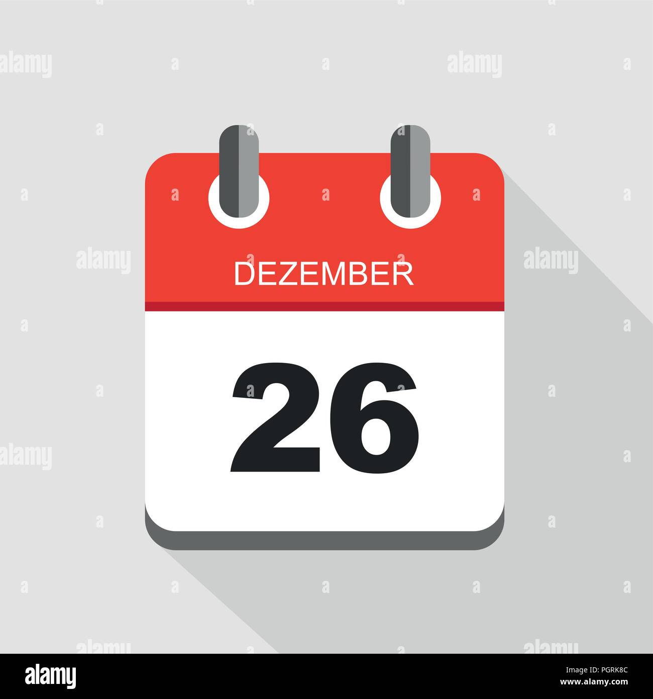 Rotes Symbol Kalender 26. Dezember Vector EPS Abbildung 10 Stock Vektor