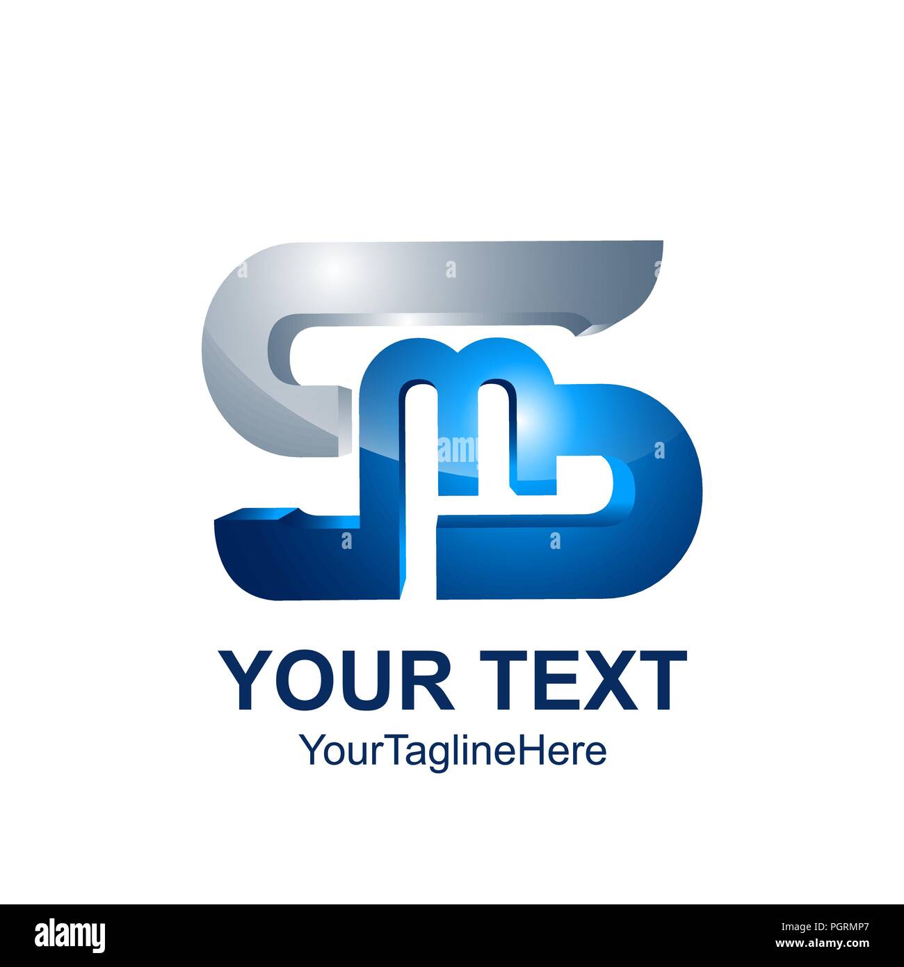 Anfangsbuchstaben SM logo Vorlage farbig Silber Blau Design für Business und Unternehmen Identität Stock Vektor