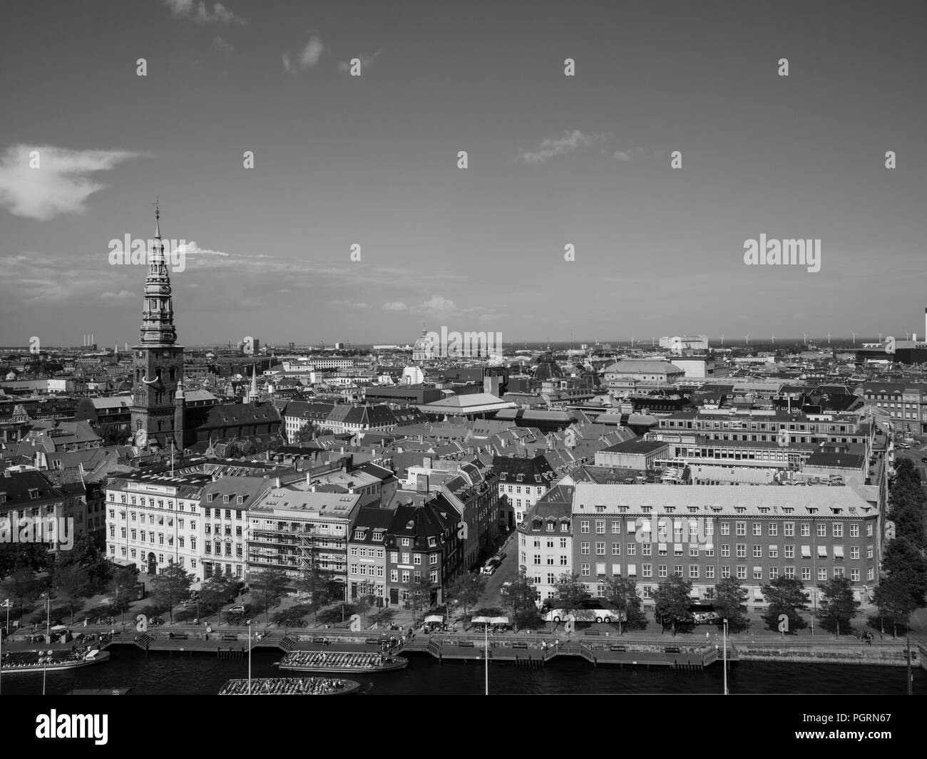 Kanal Tour Boote, vom Turm, Kopenhagen, Seeland, Dänemark, Europa gesehen. Stockfoto