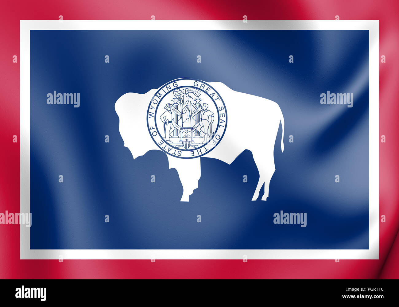 3D-Markierung von Wyoming, USA. 3D-Darstellung. Stockfoto