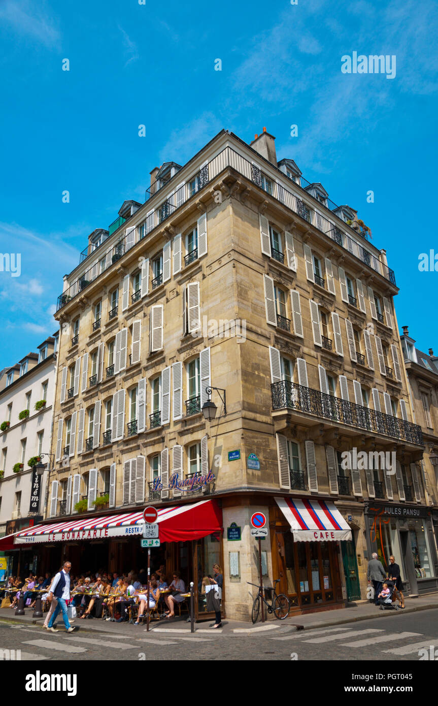 Cafe Le Bonaparte, Place Saint Germain des Pres, St Germain des Pres, Left Bank, Paris, Frankreich Stockfoto
