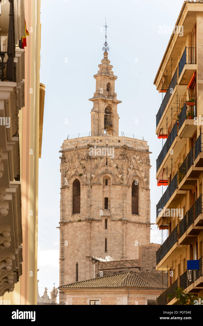 Glockenturm der Kathedrale von Valencia. Spanien Stockfoto
