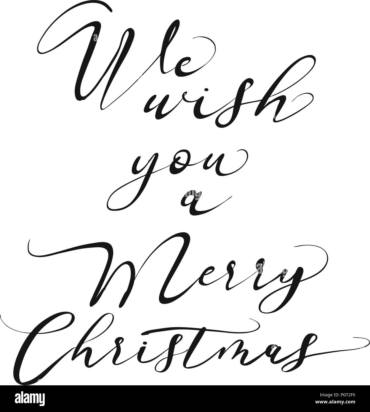 Wir wünschen Ihnen ein frohes Weihnachtsfest Schriftzug. Schöne saisonale kalligraphisches Kunstwerk für Grußkarten. Handgezeichneten vektor Skizze. Stock Vektor